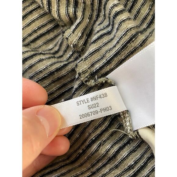 Madewell Women's S Green Black Striped Hemp Blend Crop T-Shirt - Picture 6 of 6